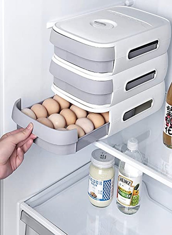 Evona Refrigerator Egg Container - Multi-Layer Household Drawer Type Box for Kitchen Fridge - Colorful Fresh Saving Container (White) - Image 3